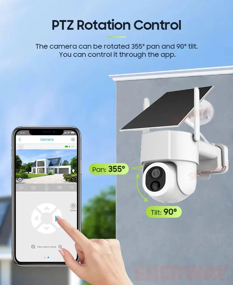 Cámara de seguridad WiFi solar Tuya para exteriores, inalámbrica, 5MP, batería de bajo consumo, cámara PTZ, detección de movimiento PIR, videovigilancia CCTV