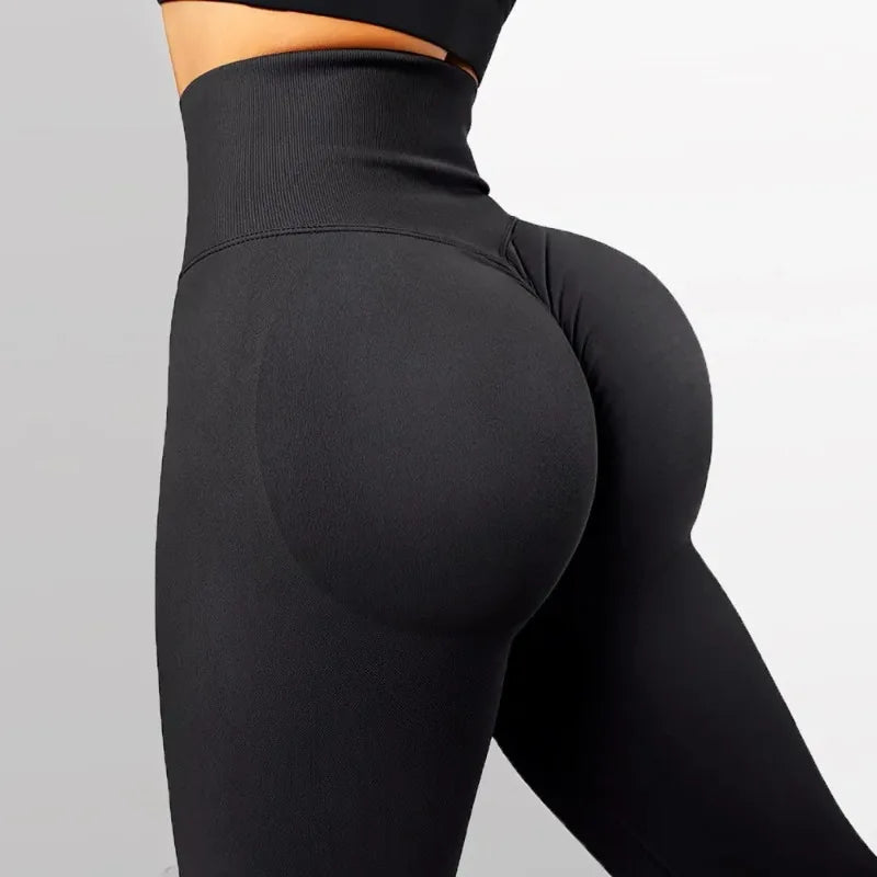 Pantalones deportivos de gimnasio sin costuras para mujer, tejidos de punto, cintura alta y ajustados a la cadera, con efecto push-up en los glúteos, color melocotón, para yoga, 2023.