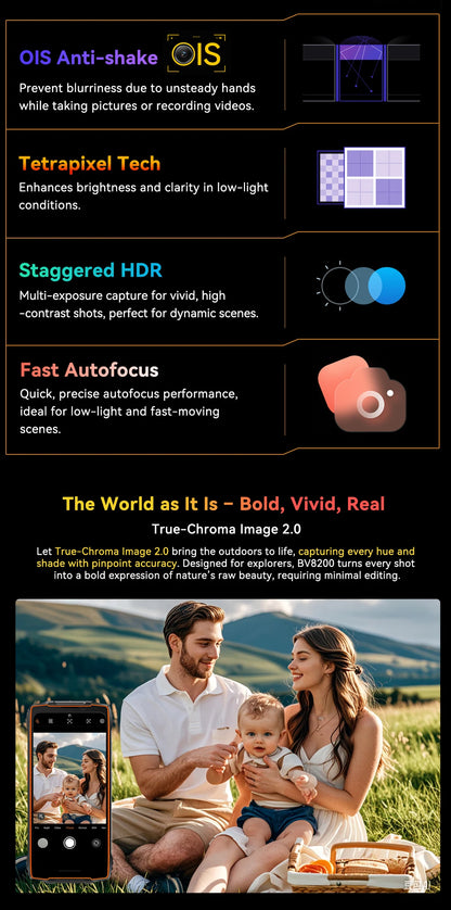 【Estreno mundial】Blackview BV8200 Teléfono resistente con pantalla de 6.5" 2.4K a 120Hz, procesador Helio G100, NFC, 12GB de RAM, 256GB de almacenamiento, Android 14 y cargador de 45W.