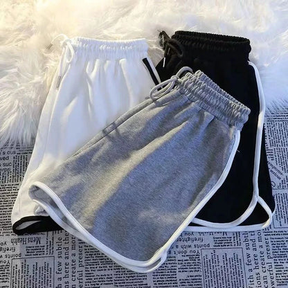 Pantalones cortos deportivos a rayas para mujer, moda coreana, minipantalones cortos casuales, pantalones cortos sencillos de verano, pantalones cortos holgados de pierna ancha para mujer, nuevos