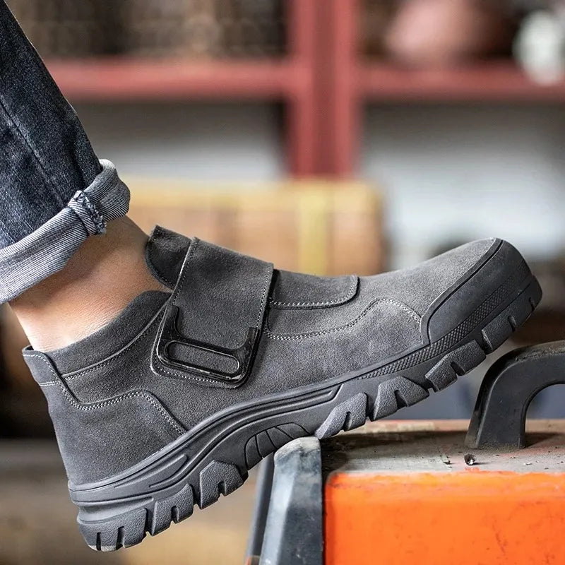 Zapatos de seguridad para hombre, con puntera de acero antiaplastamiento, antiperforación, indestructibles, para trabajos de construcción.