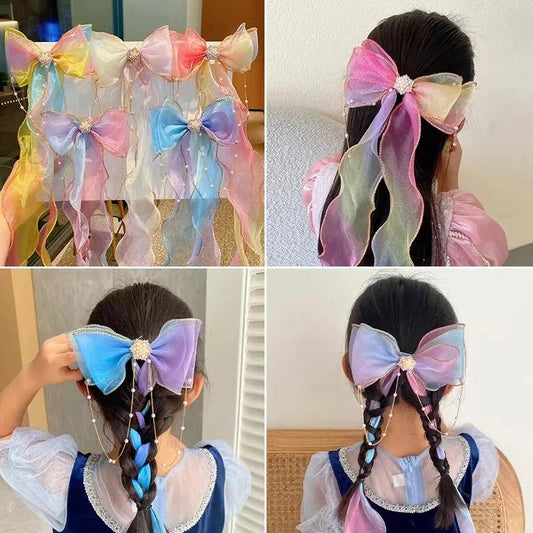 Accesorios para el cabello para niños: borlas de perlas, lazos, cintas, horquillas trenzadas, tocados, pinzas para el cabello de princesa para niñas, accesorios para el cabello.
