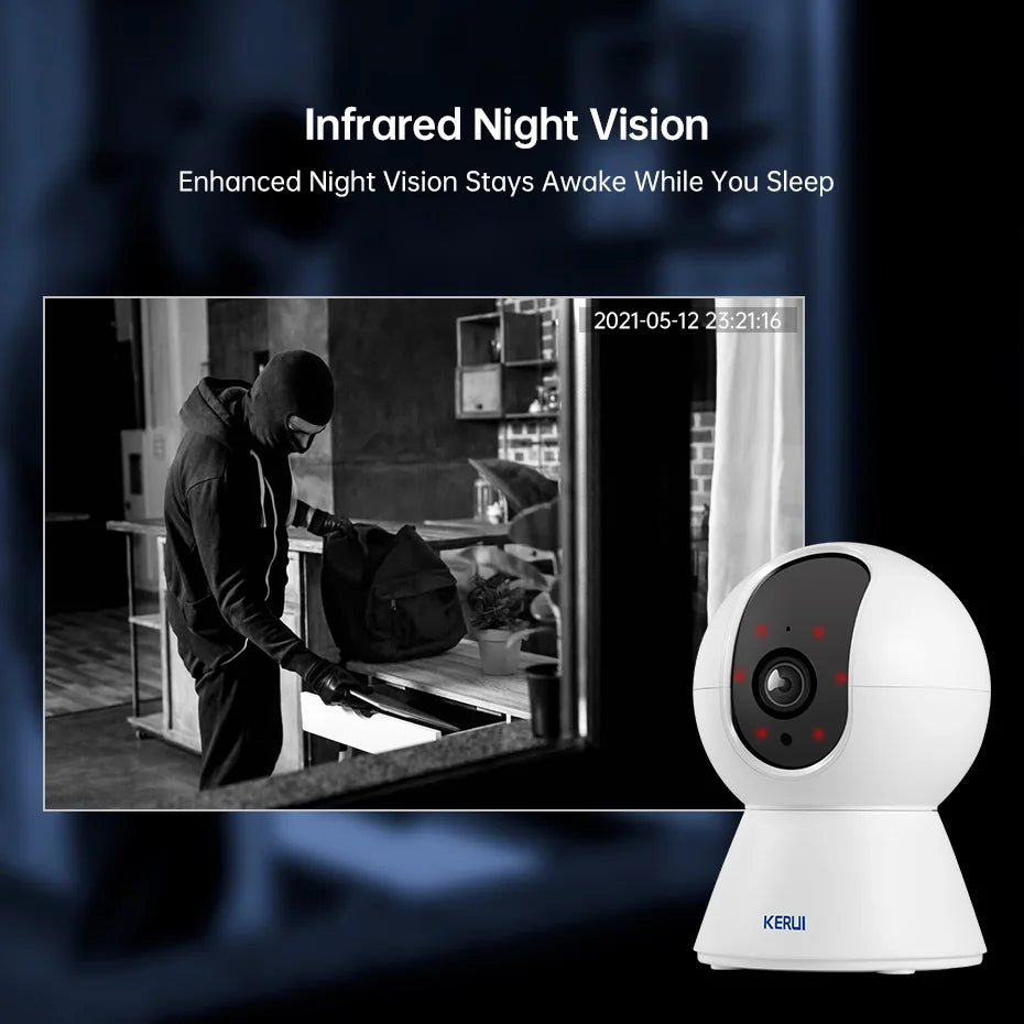 KERUI Mini cámara IP inalámbrica para interiores de 5 MP Tuya Smart WiFi, cámara de vigilancia CCTV de seguridad para el hogar con seguimiento automático Onvif