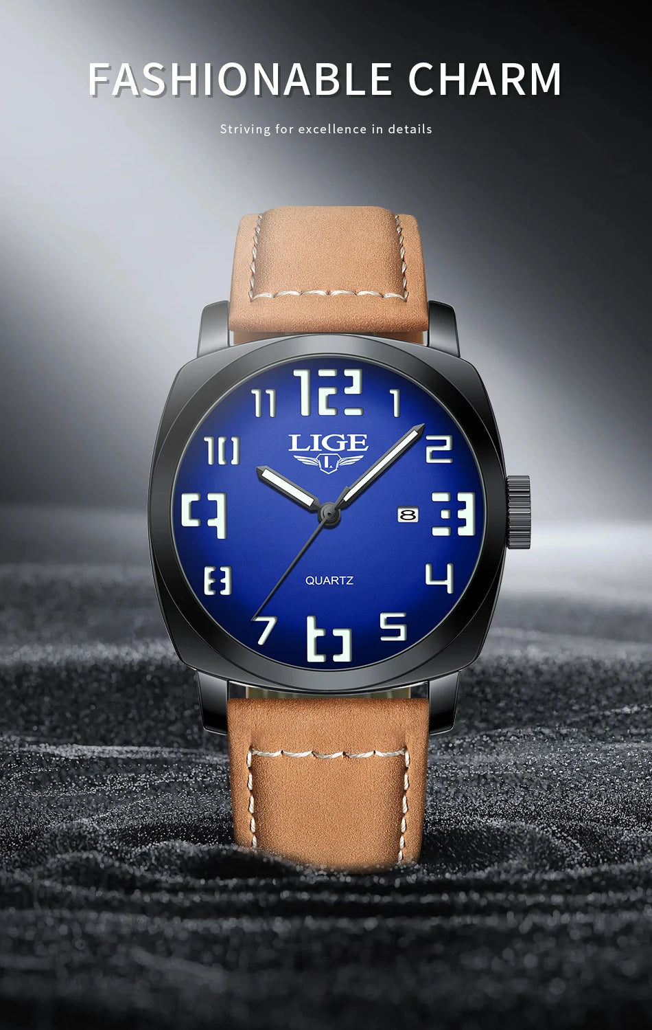 Reloj de hombre LIGE 2025, moda, negocios, casual, cuarzo, resistente al agua 30M, luminoso, fecha, lujo, relojes de pulsera, Reloj Hombre.