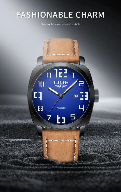 Reloj de hombre LIGE 2025, moda, negocios, casual, cuarzo, resistente al agua 30M, luminoso, fecha, lujo, relojes de pulsera, Reloj Hombre.