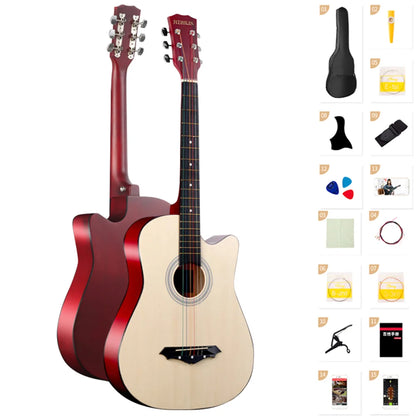 Guitarra acústica de 38 pulgadas para estudiantes con kit de inicio, de tilo, para niños, niñas, adolescentes y principiantes.