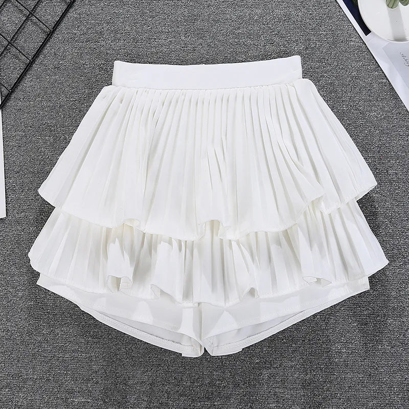Minifalda con volantes escalonados, cintura alta, capas sueltas, falda corta de gasa, verano primavera, para mujer, atuendo suave de chica hada