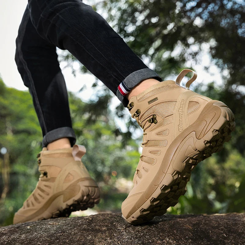 Botas de senderismo para hombre, botas tácticas de combate para el desierto, zapatos de invierno para hombre, botines de desierto para hombre, zapatos de seguridad para el trabajo, talla grande 39-46