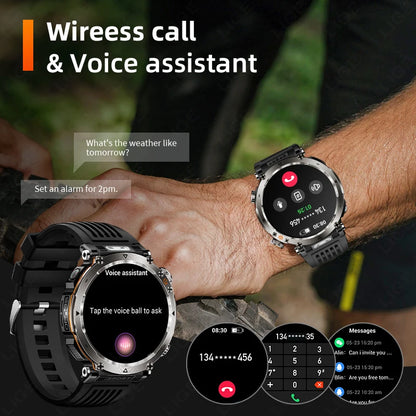 Reloj inteligente para hombre, nuevo, con batería de 600 mAh, control de la temperatura, el oxígeno en sangre, la salud, brújula, IP68, resistente al agua, linterna LED