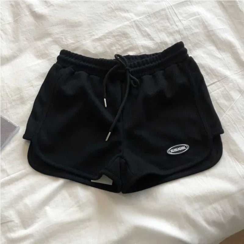Pantalones cortos de verano para mujer, en forma de A, ajustados, versátiles, holgados, para chica, para verano, para exteriores, informales, deportivos, de tres piezas