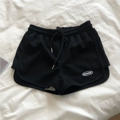 Pantalones cortos de verano para mujer, en forma de A, ajustados, versátiles, holgados, para chica, para verano, para exteriores, informales, deportivos, de tres piezas