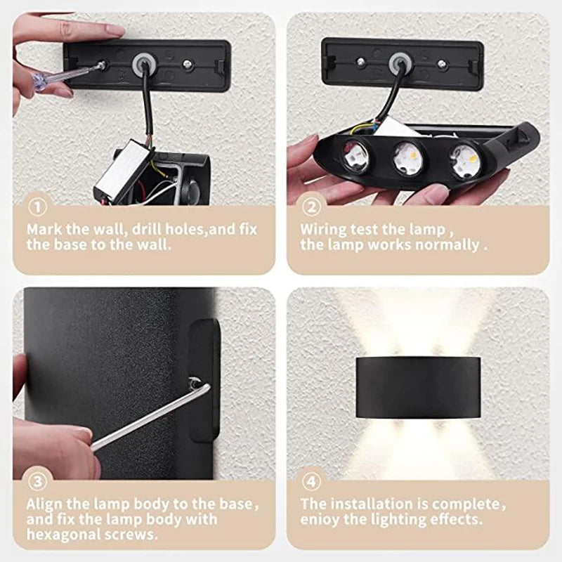 Apliques de pared LED modernos para interiores y exteriores, luces blancas de montaje en pared para sala de estar, pasillo, dormitorio, decoración