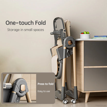 Silla alta para comer PANGDUBE, reclinable, plegable y elevable, con ruedas, para bebés