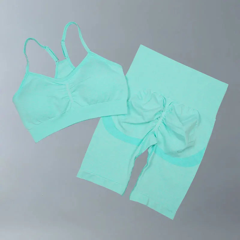 Conjunto deportivo para mujer, top deportivo, leggings de yoga, sujetador deportivo, leggings sin costuras para realce de glúteos.