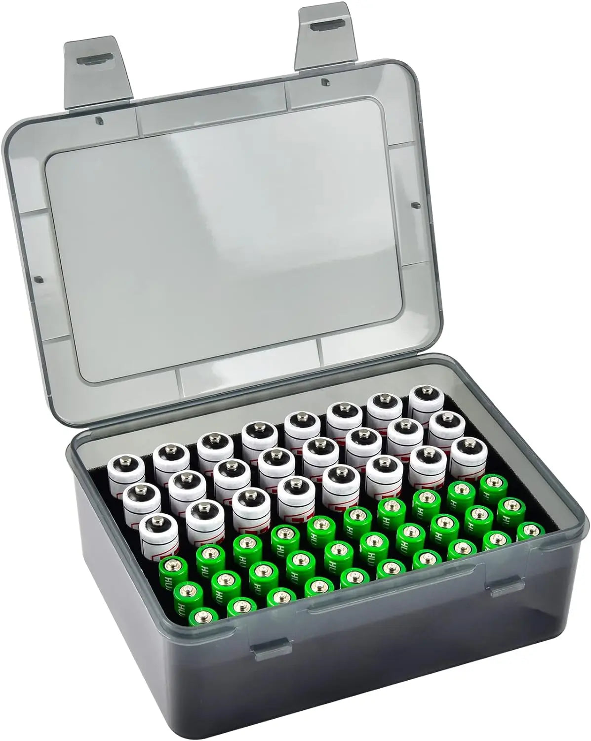 Organizador de pilas con capacidad para 72 pilas AA y AAA, caja para pilas, contenedor para garaje, dispensador organizador de cajones para el hogar.