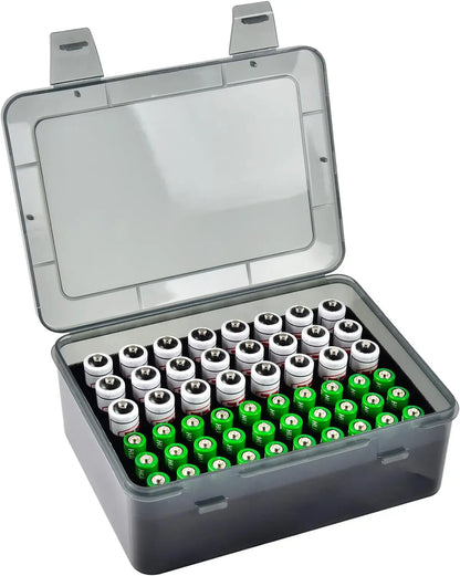 Organizador de pilas con capacidad para 72 pilas AA y AAA, caja para pilas, contenedor para garaje, dispensador organizador de cajones para el hogar.