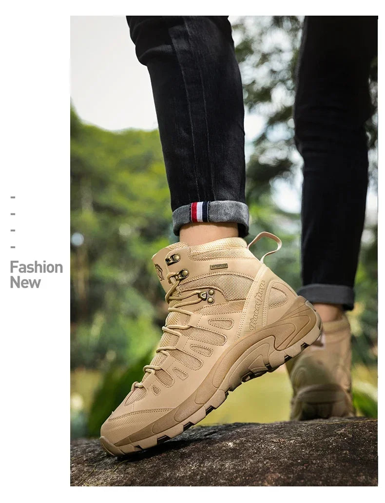 Botas tácticas impermeables de caña alta para hombre, ideales para senderismo, talla grande 47. Zapatillas deportivas para exteriores, botas de senderismo antideslizantes, botas de moto para hombre.