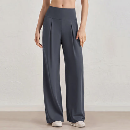 Pantalones de pierna ancha para mujer VITALINOVO, sin bolsillos, cintura alta, elásticos, holgados, tipo chándal, sensación de desnudez, informales, para estar en casa, yoga o entrenamiento, estilo palazzo.