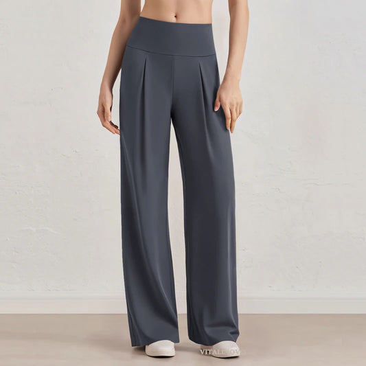 Pantalones de pierna ancha para mujer VITALINOVO, sin bolsillos, cintura alta, elásticos, holgados, tipo chándal, sensación de desnudez, informales, para estar en casa, yoga o entrenamiento, estilo palazzo.