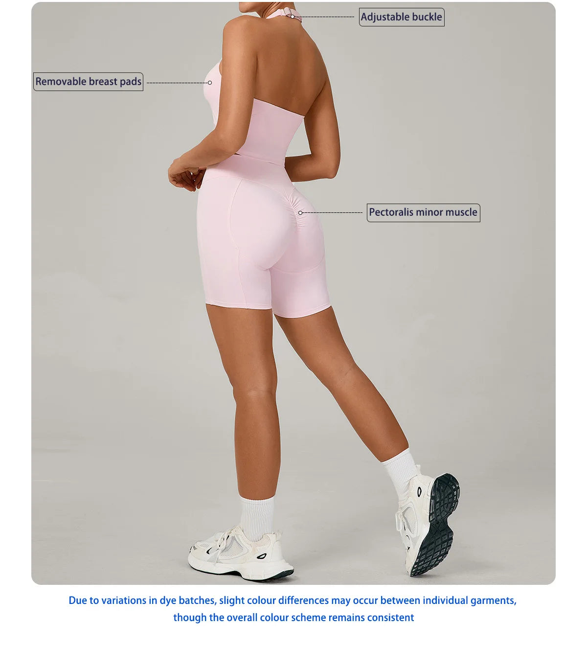 Ctenkevet - Conjunto de 2 piezas de sujetador halter sin espalda para mujer, ropa deportiva de secado rápido para gimnasio, conjunto deportivo femenino de dos piezas con pantalones cortos