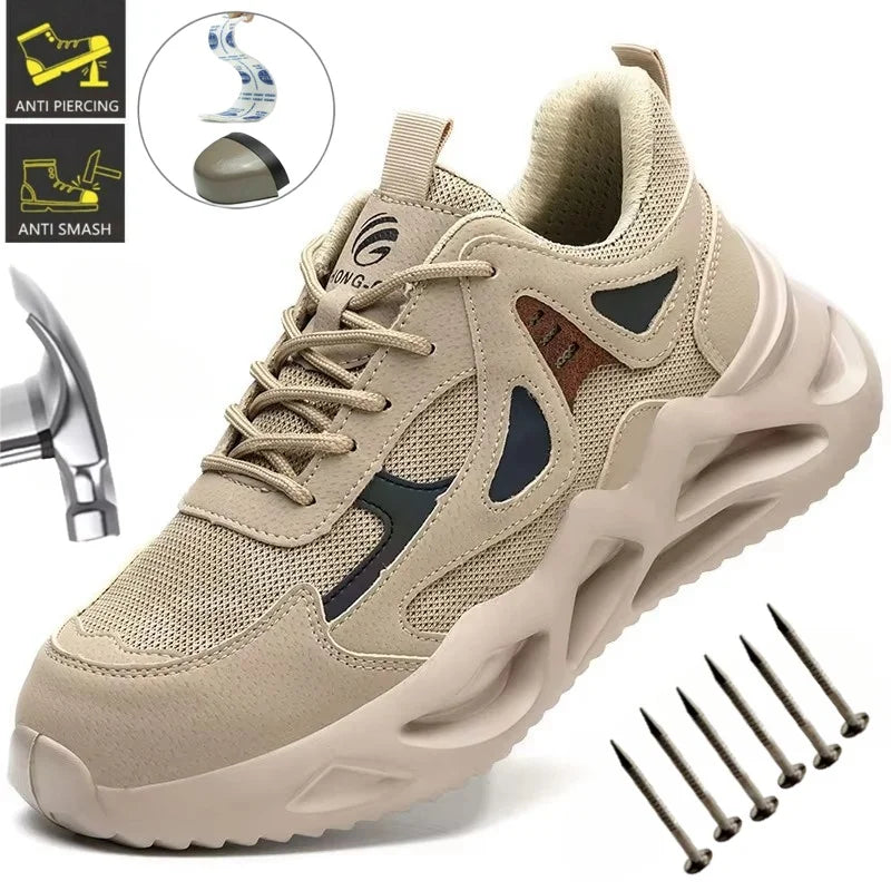 Zapatos de seguridad ligeros para hombre y mujer, zapatos de trabajo con puntera de acero, botas de trabajo, zapatillas deportivas transpirables para hombre y mujer, botas tácticas