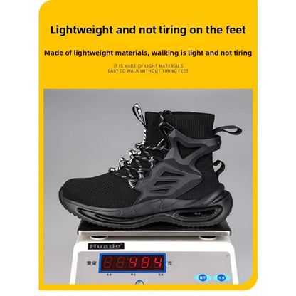 Tall Men's Anti Smashing and Anti Piercing Steel Toe Protective Safety Shoes Lightweight and Breathable Wear Resistant Durable