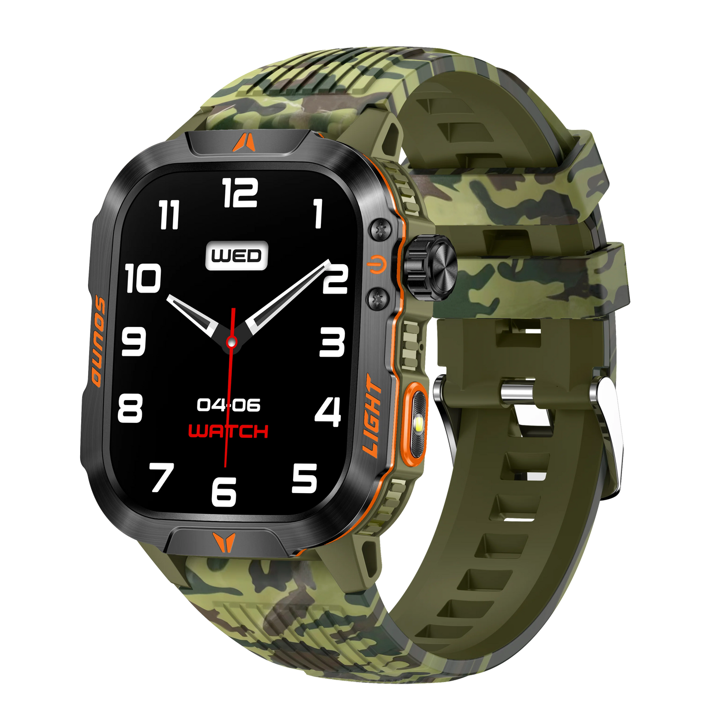 Reloj inteligente 2024 con pantalla 2.01, linterna para exteriores, brújula, IP68, resistente al agua, llamadas inalámbricas, batería de 600 mAh, modo deportivo de 100+