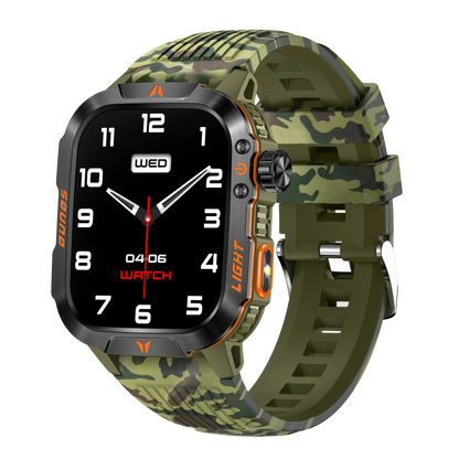Reloj inteligente 2024 con pantalla 2.01, linterna para exteriores, brújula, IP68, resistente al agua, llamadas inalámbricas, batería de 600 mAh, modo deportivo de 100+