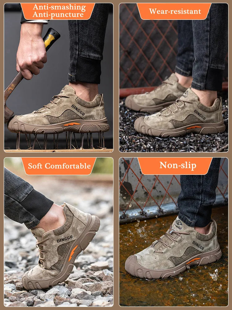 Calzado de seguridad de alta calidad para hombre, con puntera de acero, resistente a golpes y perforaciones. Botas de seguridad antipinchazos.