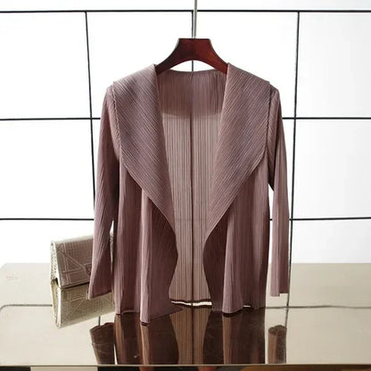 ALSEY Miyake - Cárdigan plisado de color liso para mujer, camiseta de verano, nuevas camisas y blusas holgadas, ropa estética holgada