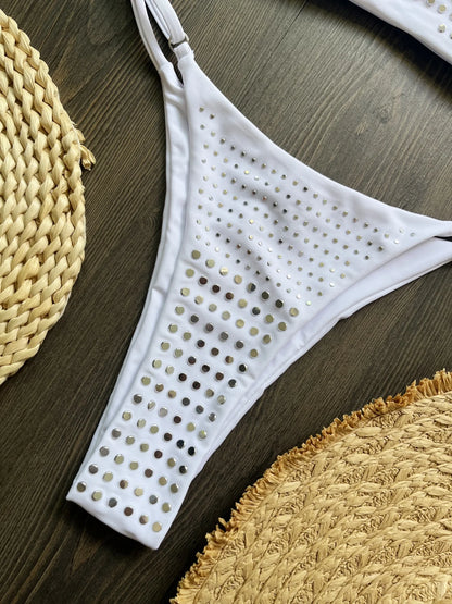 Bikini de diamantes 2025, bañador sexy para mujer, bikini bandeau con efecto push up, bañador femenino brillante, traje de baño floral, ropa de playa