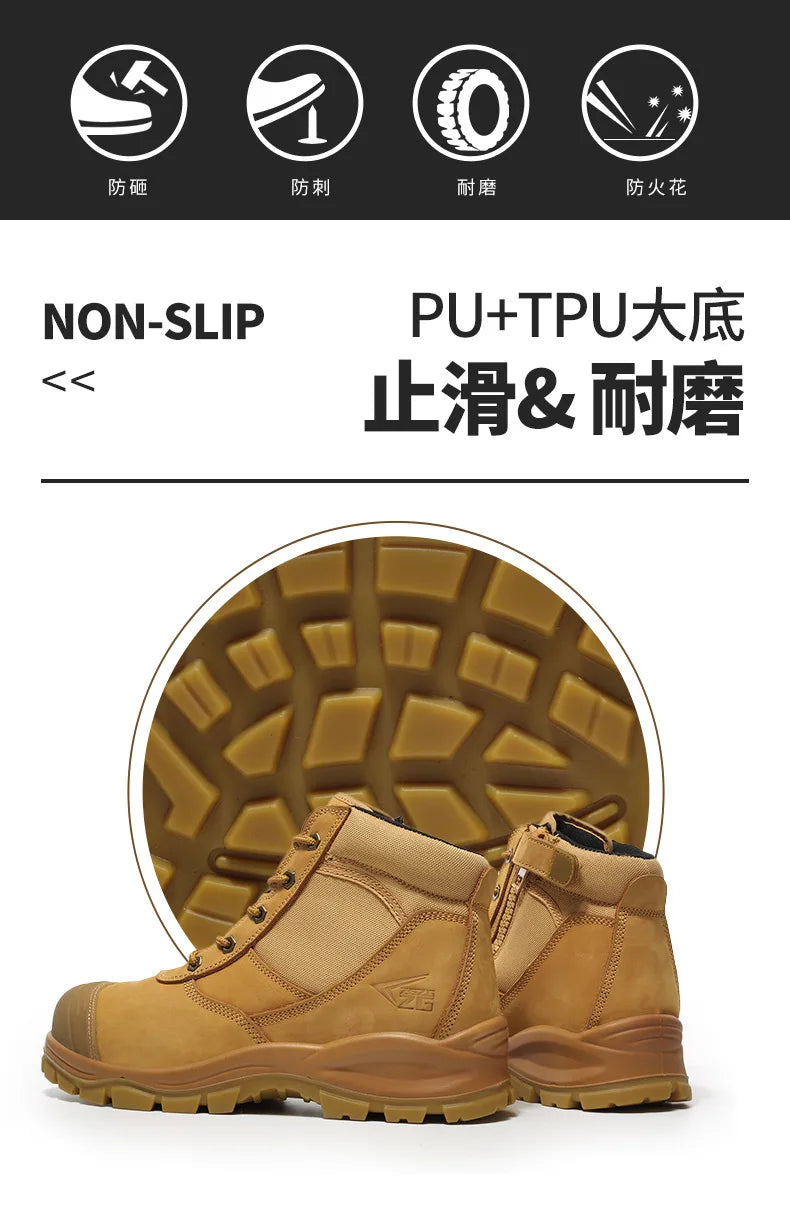 ROCKROOSTER Zapatos de senderismo para hombre, botas de caza impermeables, zapatos de seguridad de cuero, botines tácticos, zapatos de trabajo, zapatillas deportivas con punta de acero