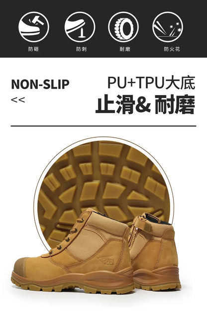 ROCKROOSTER Zapatos de senderismo para hombre, botas de caza impermeables, zapatos de seguridad de cuero, botines tácticos, zapatos de trabajo, zapatillas deportivas con punta de acero