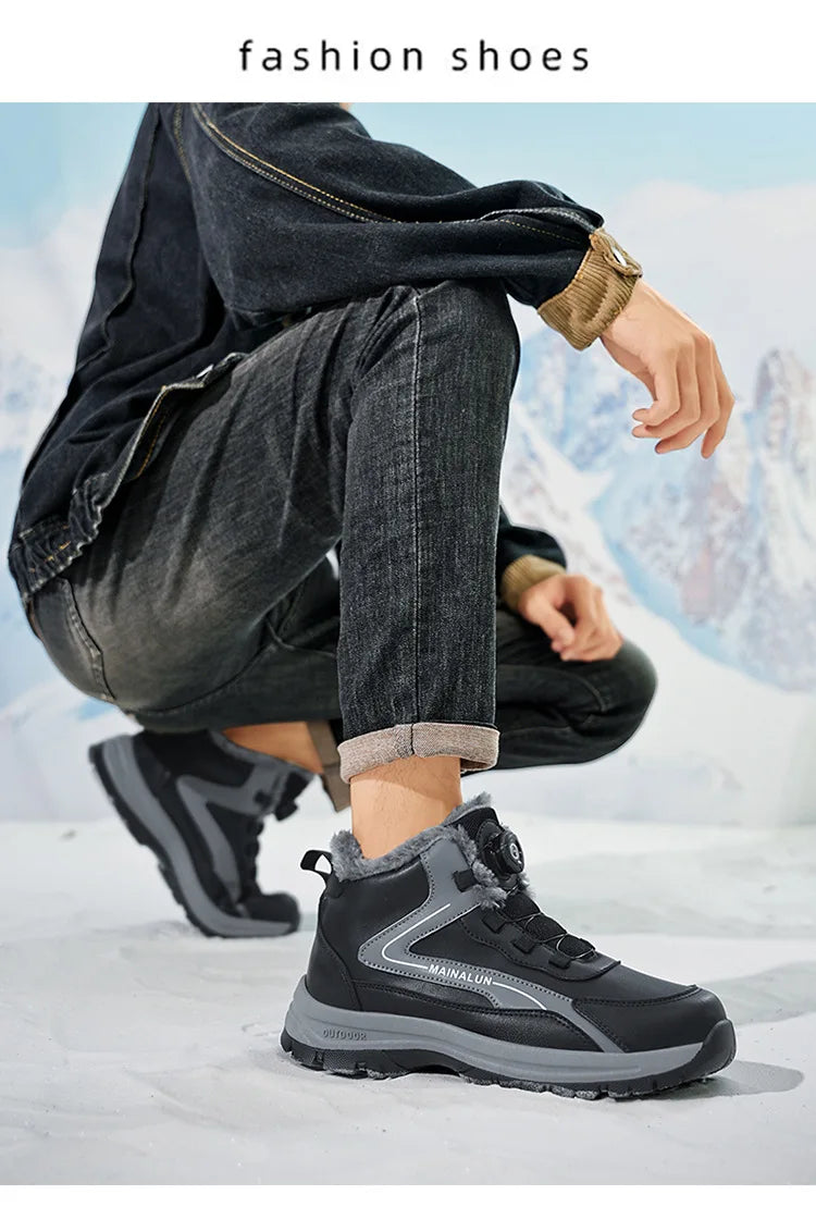 Botas de nieve para hombre, botas de senderismo cálidas y cómodas para invierno, zapatillas deportivas para hombre para exteriores, calzado deportivo impermeable, calzado de senderismo resistente al desgaste