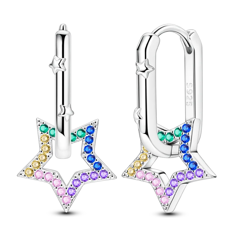 Pendientes brillantes de plata de ley S925 para mujer, con circonitas de colores, diseño de insecto, ideal como regalo de aniversario de boda.