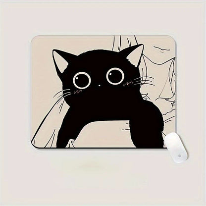 Alfombrilla de ratón con diseño de gato negro, pequeña, para oficina, escritorio de ordenador, teclado, alfombrilla grande para ratón, cojín para portátil, alfombrilla antideslizante para escritorio, decoración del hogar