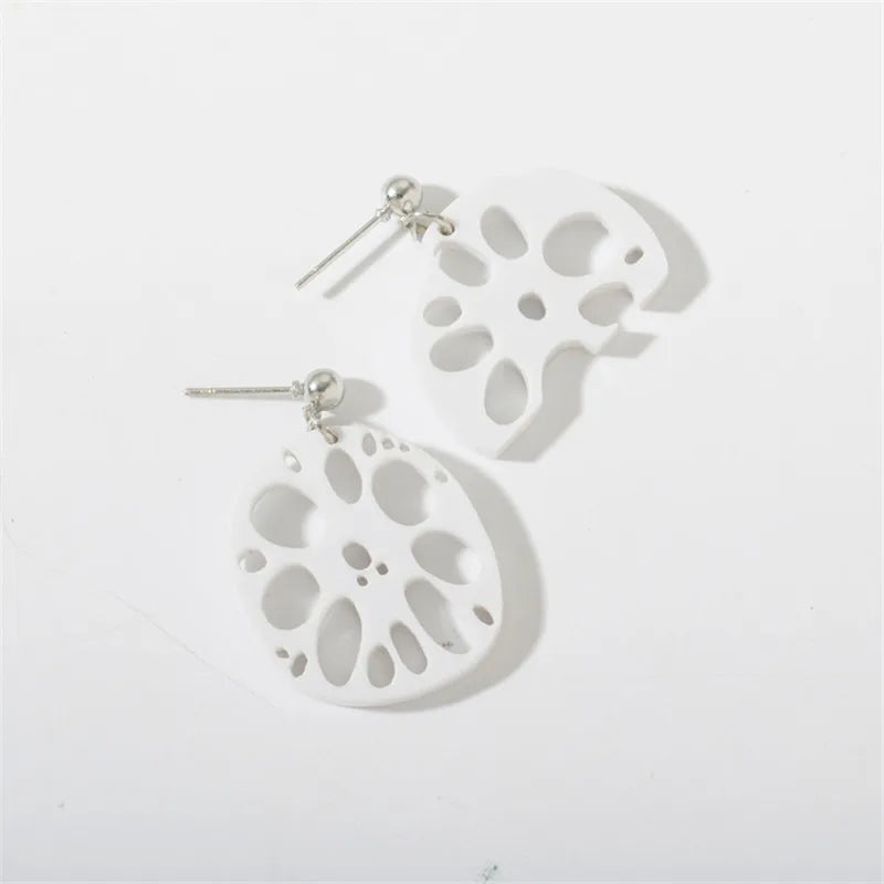 Pendientes acrílicos de moda, grandes hojas colgantes, queso, raíz de loto blanco, asimétricos, joyería creativa de dibujos animados para niñas.