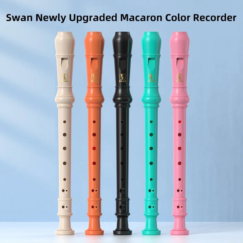 Flauta dulce soprano SWAN para niños principiantes, flauta dulce con digitación alemana en clave C, 3 piezas con kit de limpieza