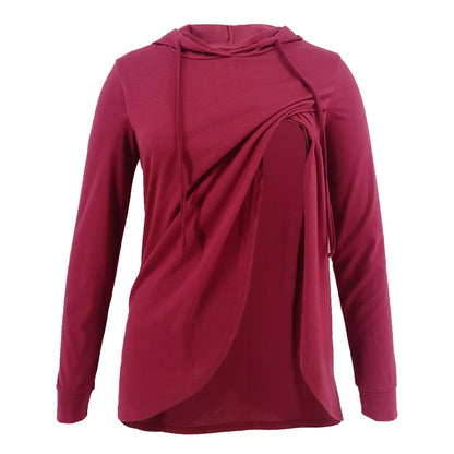 Ropa de maternidad Otoño e Invierno Sudadera deportiva con capucha de manga larga Suéter de maternidad Ropa de lactancia Sudadera con capucha para embarazadas