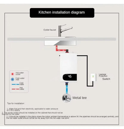 Calentador de agua eléctrico instantáneo con función de memoria, conversión de frecuencia y temperatura constante. 220 V, 4500 W.