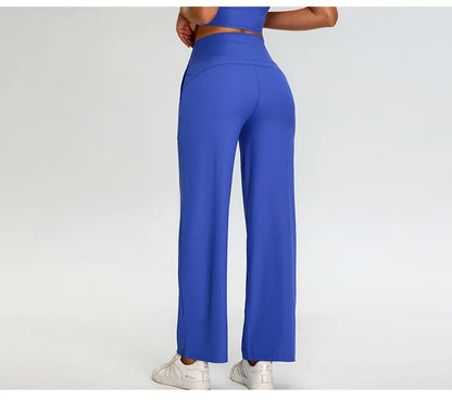 Pantalones de Yoga acanalados para mujer, leggings deportivos para gimnasio, leggings de cintura alta para fitness, pantalones deportivos para correr al aire libre, pierna recta.