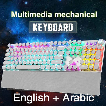 Teclado mecánico para juegos AULA F2088 de 104 teclas con cable, retroiluminado, de metal, anti-efecto fantasma, inglés, hebreo, ruso, español, árabe y coreano.