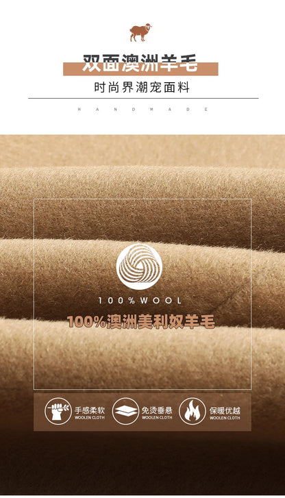 Abrigos largos de lana para hombre, colección otoño-invierno 2025, estilo business casual, color liso, abrigo exterior 100% lana, chaqueta cortavientos