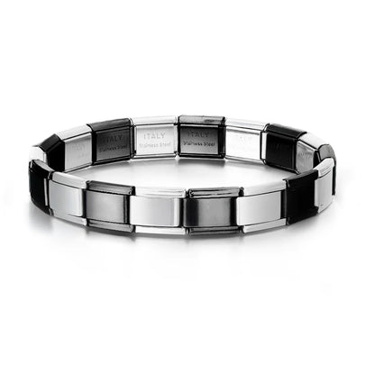 Pulsera GEMOSA de acero inoxidable con dijes italianos de 9 mm de ancho, cadena de eslabones elásticos, joyería DIY de alta calidad.