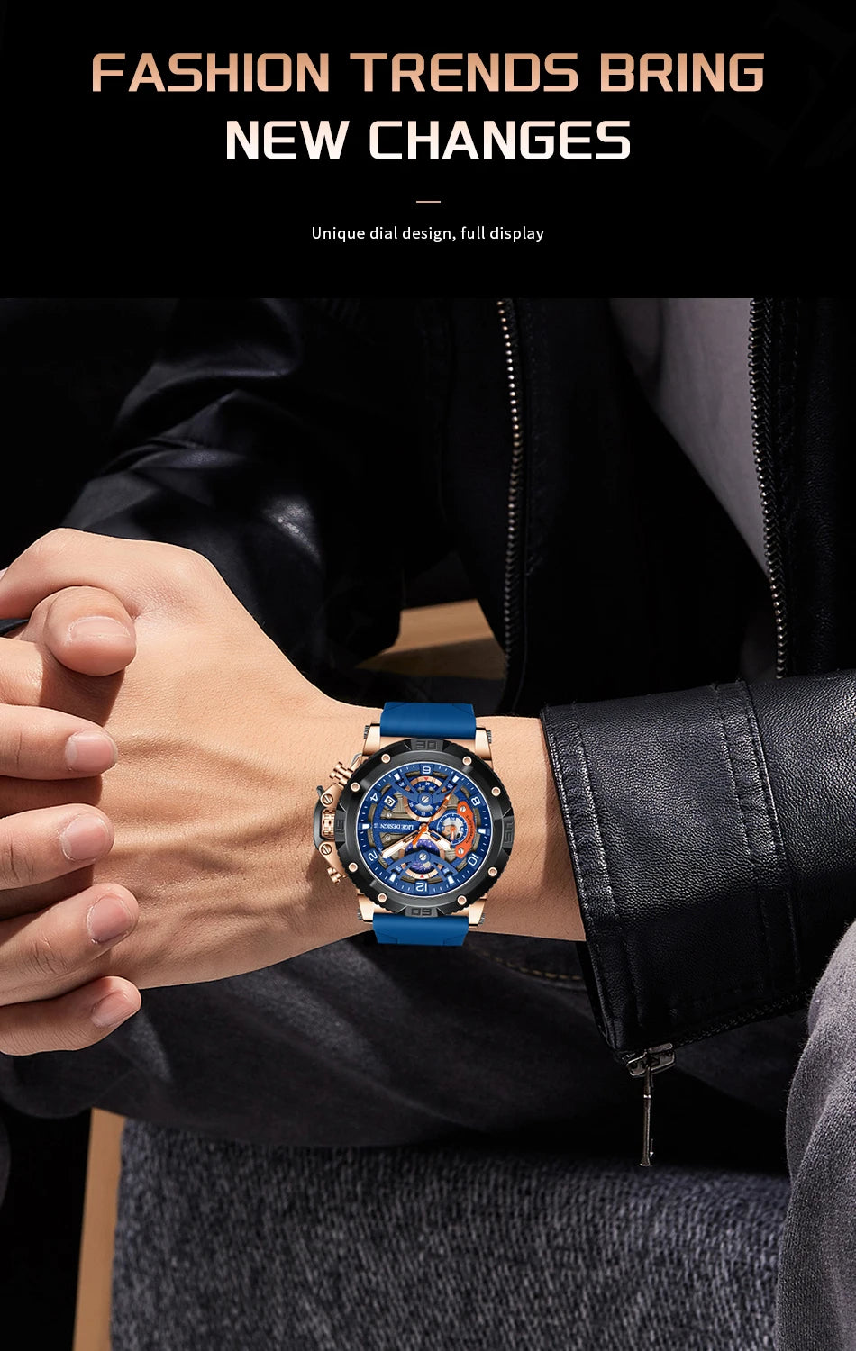 Reloj deportivo LIGE para hombre, de primera marca, de silicona, de lujo, con cronógrafo, esfera pequeña, función de cuarzo, resistente al agua, luminoso.