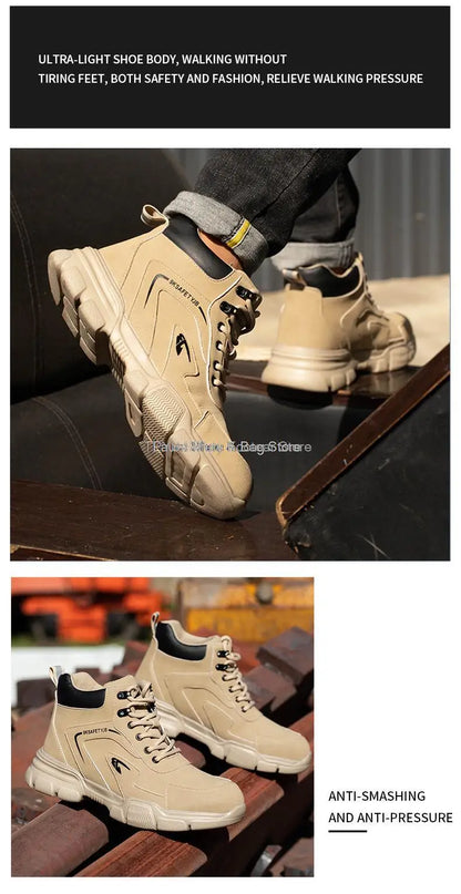 Botas de seguridad protectoras, zapatos de seguridad laboral, botas de seguridad de invierno para hombre, zapatos de trabajo antiperforación, botas de trabajo con punta de acero, indestructibles.