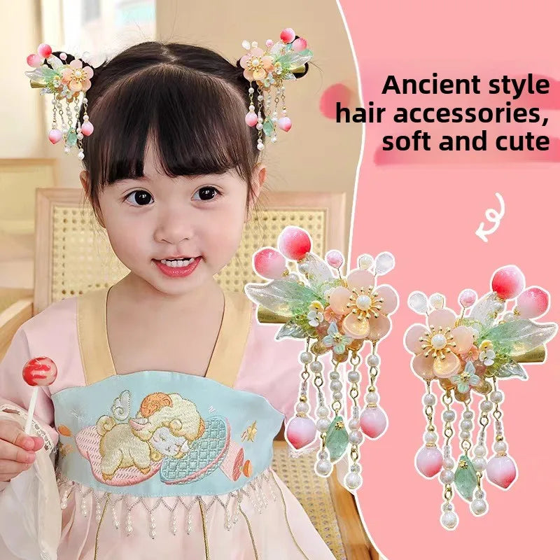 Accesorios para niños Tocados Hanfu Accesorios para el cabello de estilo chino Pinzas para el cabello para niñas Accesorios Par de pinzas