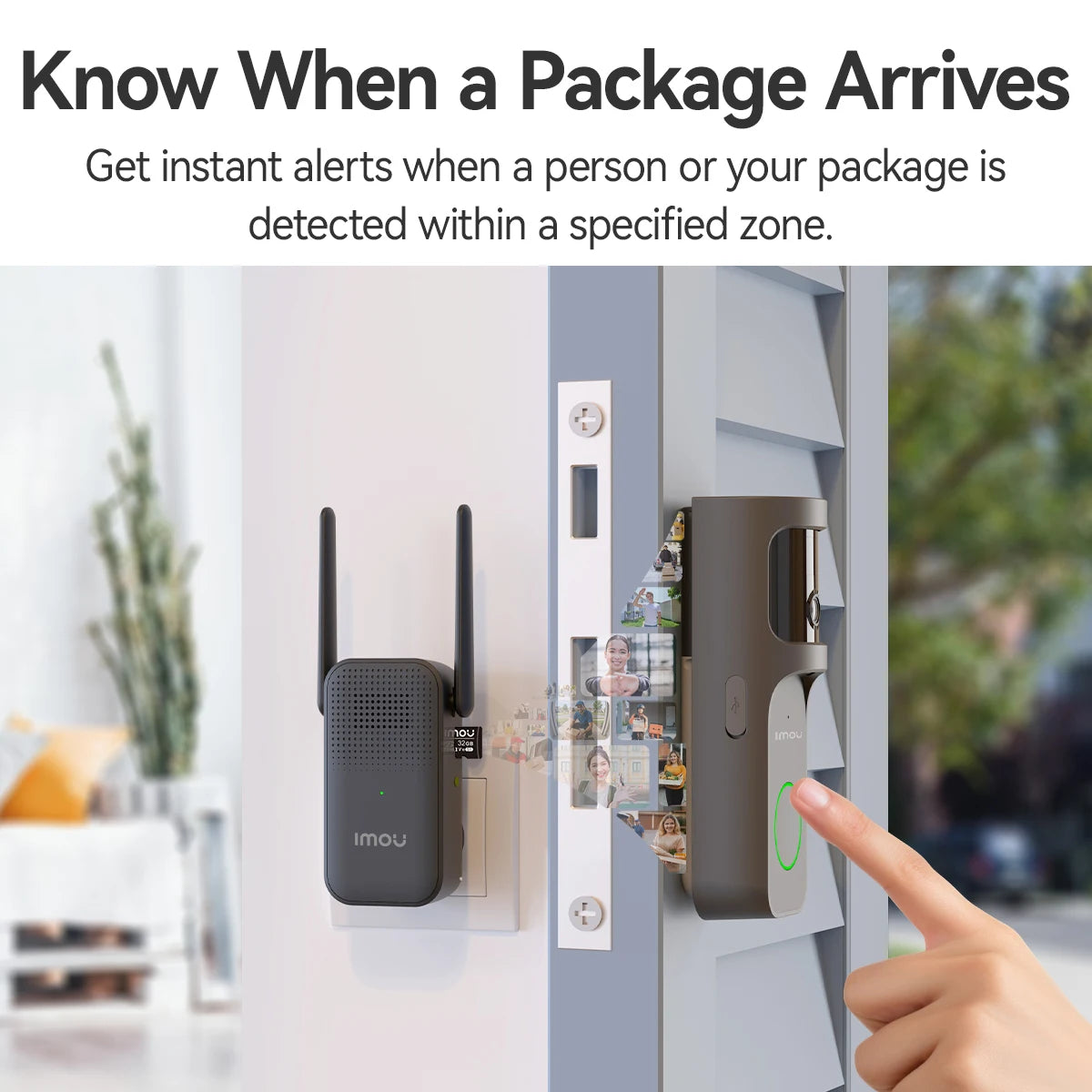 IMOU 4k Video Doorbell 3 with Chime fisheye lens Human Package Detection Rechargeable Battery Two-way Talk Waterproof 360° View