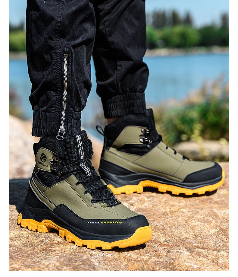 Botas de seguridad para hombre con puntera de acero, antigolpes y resistentes a perforaciones, de calidad europea.