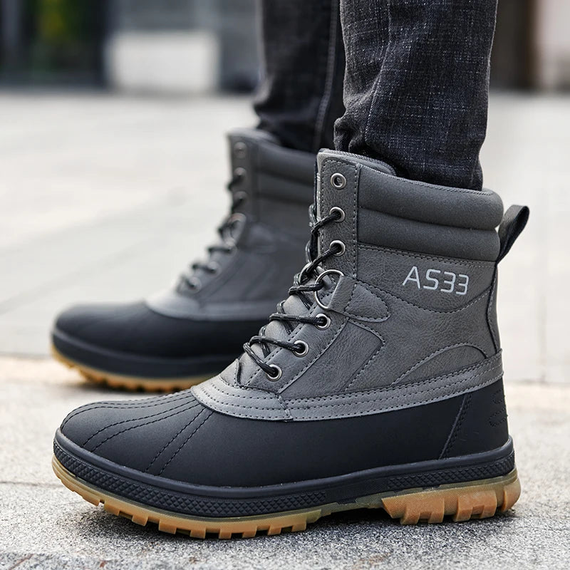 Botas de nieve de invierno para hombre, talla grande 47, para exteriores, para entrenamiento, trabajo, impermeables, antideslizantes, mantienen el calor en invierno.